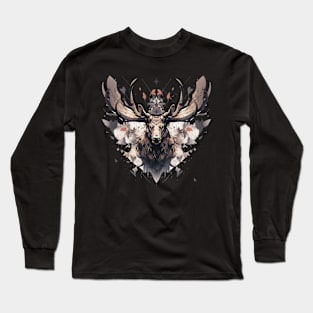 Elk deer nature Scandinavian forest Long Sleeve T-Shirt